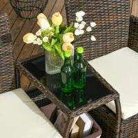 Set da Giardino in Rattan con 2 Sedie Moderne e Tavolino da Caffè, 138x60x87 cm, Marrone