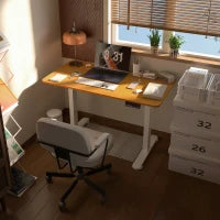 Scrivania Regolabile in Altezza 120x60x72-116cm, Naturale e Bianco