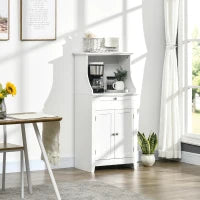 Mobile Cucina per Microonde con Cassetto e Armadietto 2 Ante, 60x40x122.5 cm, Bianco