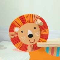 Dondolo di legno a forma di leone, Portata 25 kg, 2-5 anni, Arancione