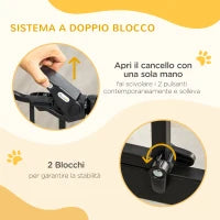Cancelletto per Cani Estensibile con Fissaggio a Pressione e Chiusura Automatica, 68x76.2 cm, Nero