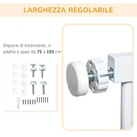 Cancellino per Cani Estensibile a Pressione con Chiusura Automatica per Spazi da 75-103cm, Bianco