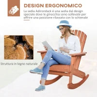 Sedia Adirondack in Legno, Sedia a Dondolo per Giardino ed Esterni Impermeabile, 77x94x97cm Teak
