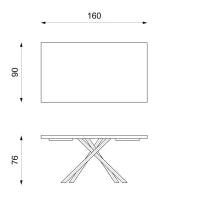 E-STYLO Tavolo fisso con top in rovere termocotto e gambe in metallo nero, 90cm X 160cm H. 76cm.