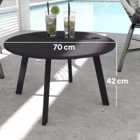 Tavolino da Giardino Rotondo in stile Industriale con Piedini Antiscivolo, in Metallo, Ø70x42 cm, Nero
