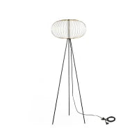 E-STYLO Lampada da terra con paralume dorato a gabbia e base treppiede nera, perfetta per aggiungere un tocco moderno e sofisticato a qualsiasi ambiente, 50cm X 50cm H. 150cm