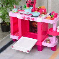 Cucina Giocattolo per Bambini con 38 Accessori Inclusi, con Luci e Suoni Realistici, 78x29x87 cm, Rosa