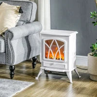 Stufa Elettrica a Camino da Terra 1000/2000 W, con effetto fiamma LED, Bianco