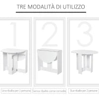 Tavolo Pieghevole da Pranzo a 2 Ribalte, Tavolo da Pranzo Allungabile in Legno Salvaspazio per Cucina e Soggiorno, 104x76x73.7 cm, Bianco
