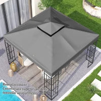 Telo per Gazebo 3 x 3 m, Telo di Ricambio per Gazebo a 2 Livelli, Protezione UPF30+, con Fori di Drenaggio, Grigio Scuro