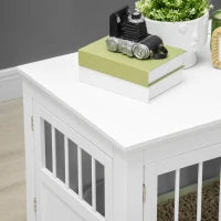 Gabbia per Cani Piccoli Tavolino Moderna con 3 Porte Francese con Chiusura Magnetica 78x53x59,3 cm Bianco