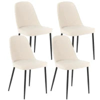 E-STYLO Sedia da pranzo in tessuto beige e gambe in metallo nero, imbottita, 55cm X 46cm H. 85cm.