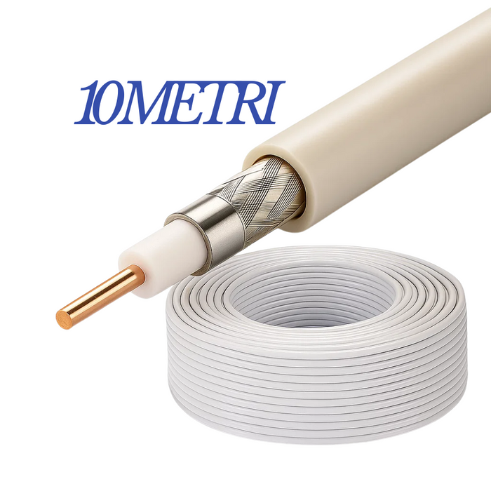 Cavo coassiale tv 75Ω classe b ccs Ø6,5mm matassa da 10 metri per impianti sat