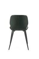 E-STYLO Sedia da pranzo in soft touch verde scuro e gambe in metallo nero, 55cm X 45cm H. 83cm.