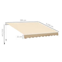 Tenda da Sole Avvolgibile a Caduta con Manovella, in Alluminio e Poliestere, 3x2.5m, Beige