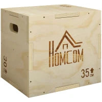 Box Pliometrico per Allenamento, 40,5/35,5/30,5 cm, Legno Naturale