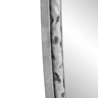 Specchio retrò ovale con cornice in ferro, da parete per bagno, soggiorno, 65x3x100 cm, Argento