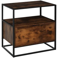 Credenza in Stile Industriale, Comò Vintage in Legno e Metallo per Soggiorno o Camera con 1 Cassetto 73x45.5x76cm
