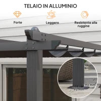 Pergola Gazebo 4x3 m con 8 Fori di Drenaggio, in Alluminio, Metallo e Poliestere, Grigio Scuro