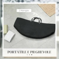 Cesto Portabiancheria da 88L Portatile e Pieghevole con Manici in Cotone Naturale, Ø56x35.5 cm, Nero