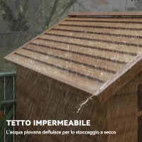 Casetta da Giardino in Legno 1.8x2m con Porta Doppia, Finestra e Base Inclusa, Colore Legno