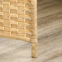 Paravento a 3 Ante Pieghevole per Interni Autoportante e Intrecciato, 135x180 cm, color Legno