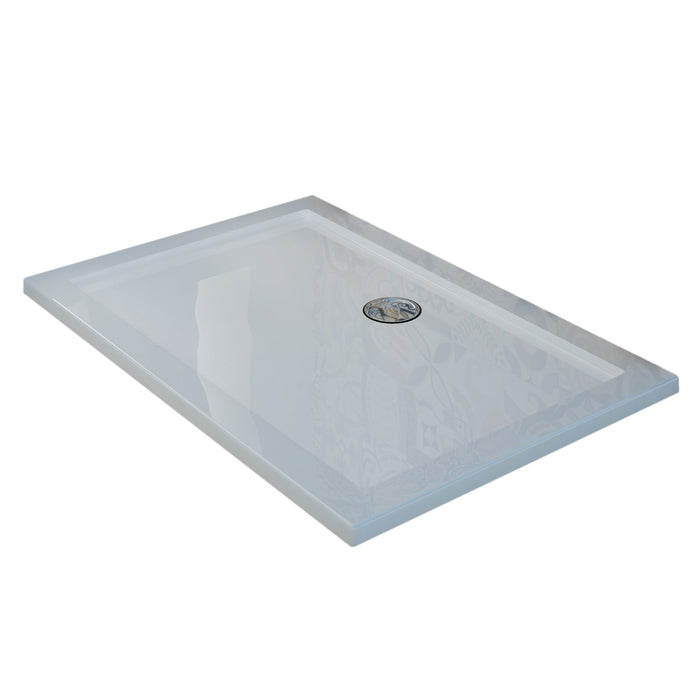 Piatto Doccia Slim 90x120x4 cm Rettangolare Acrilico Bordato Bianco Lucido mod. Flower