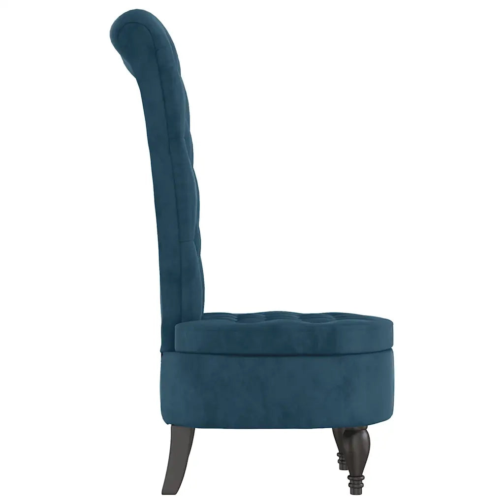 Sedia con Schienale Alto Design con Bottoni in Velluto Blu 352463