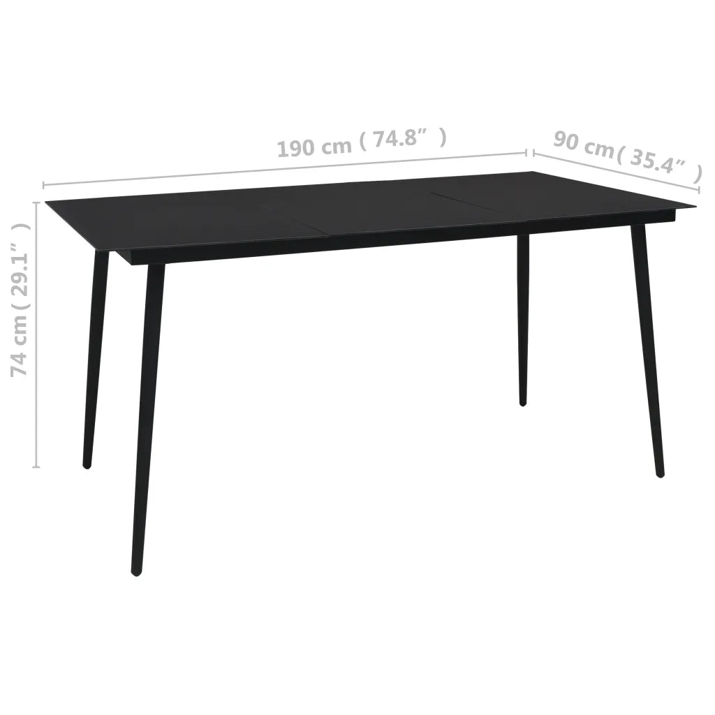 Set da Pranzo da Esterni 9 pz in Corda di Cotone e Acciaio Nero 3058280
