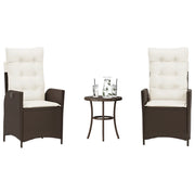 Set Bistrò 3 pz con Cuscini Marrone in Polyrattan
