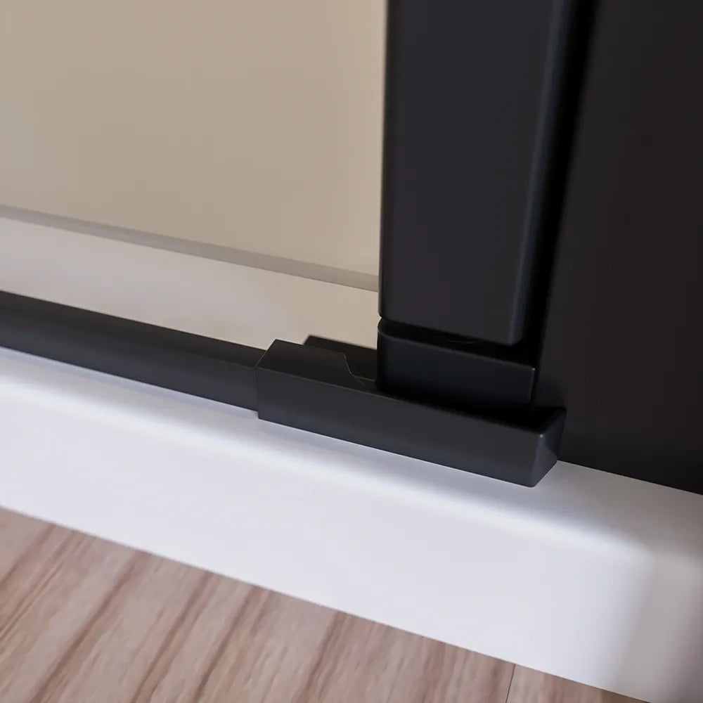 Porta doccia 110cm apertura saloon con profili nero opaco e vetro da 8mm trasparente h195 | Fiji