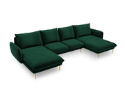 Cosmopolitan Design - Divano panoramico "Vienna" 6 posti in velluto verde bottiglia 