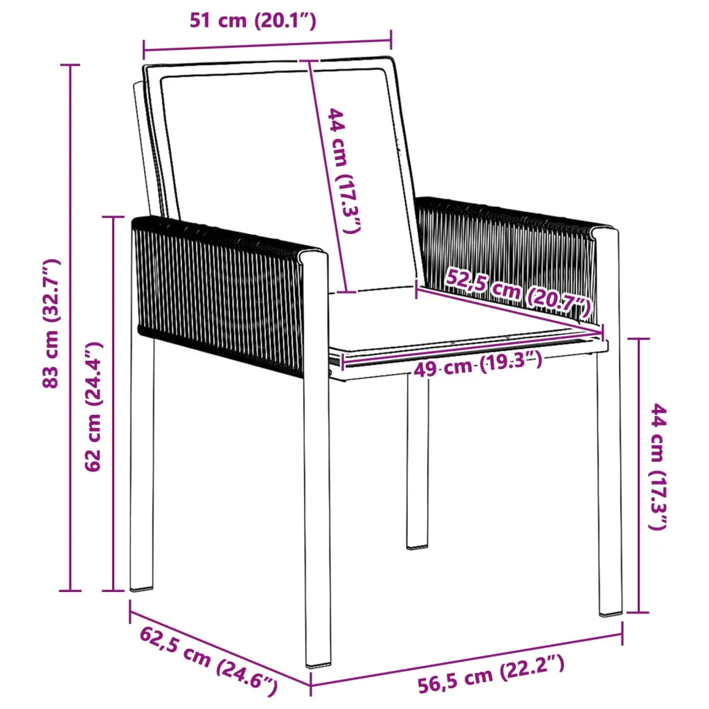Set da Pranzo per Giardino 19 pz Nero polyrattan 3422840