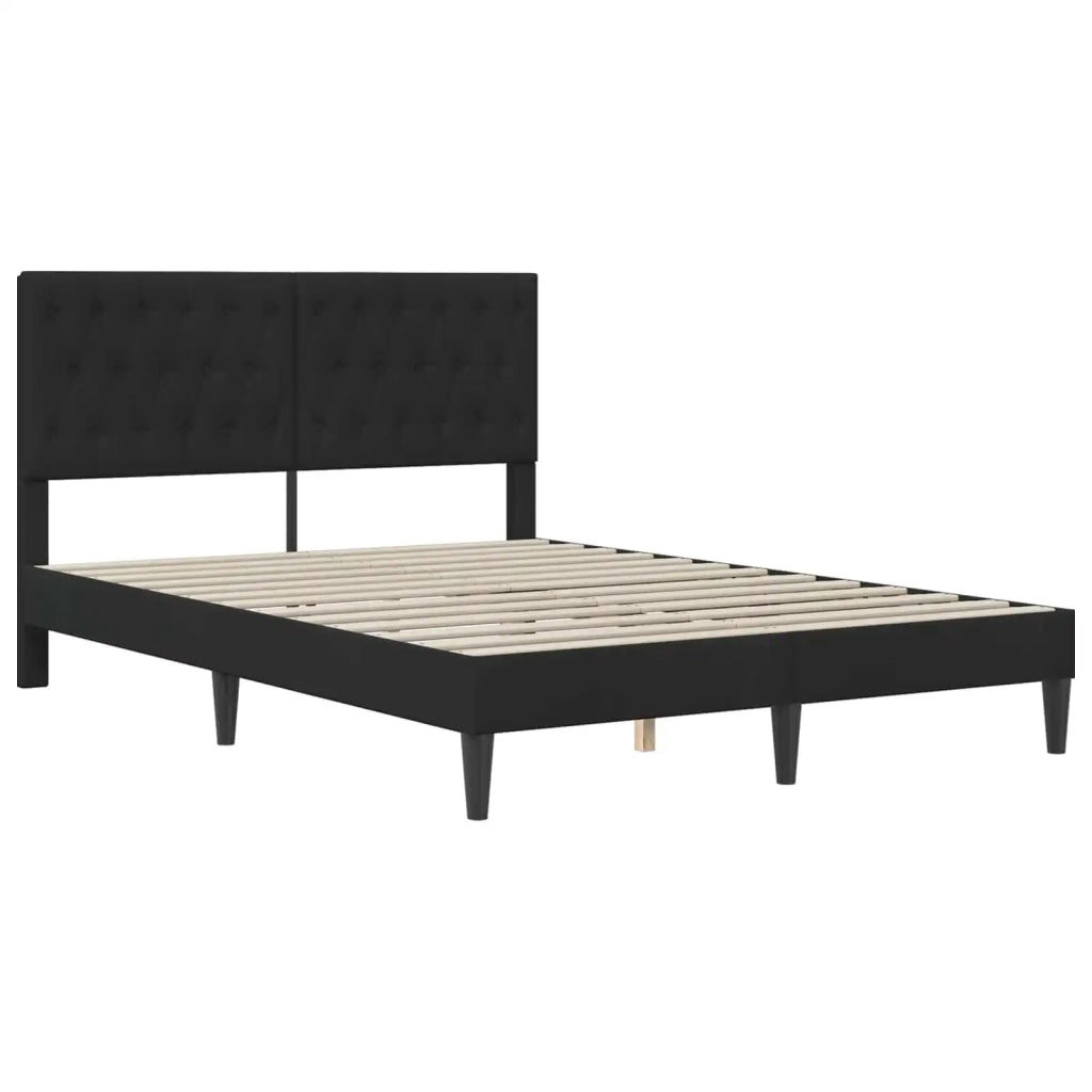 Struttura del letto con testiera Nero 160 x 200 cm Velluto 42027677