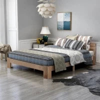 Struttura Letto Singolo dal Design Semplice con spazio sotto letto, in legno di pino massiccio,140x200 Colore Naturale