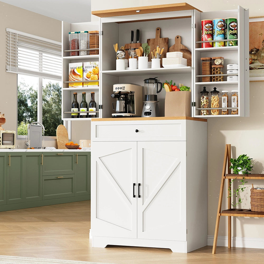 Armadio Cucina Alto 80x40x180cm - Xylo - Moderno con 12 Scomparti e Cassetti