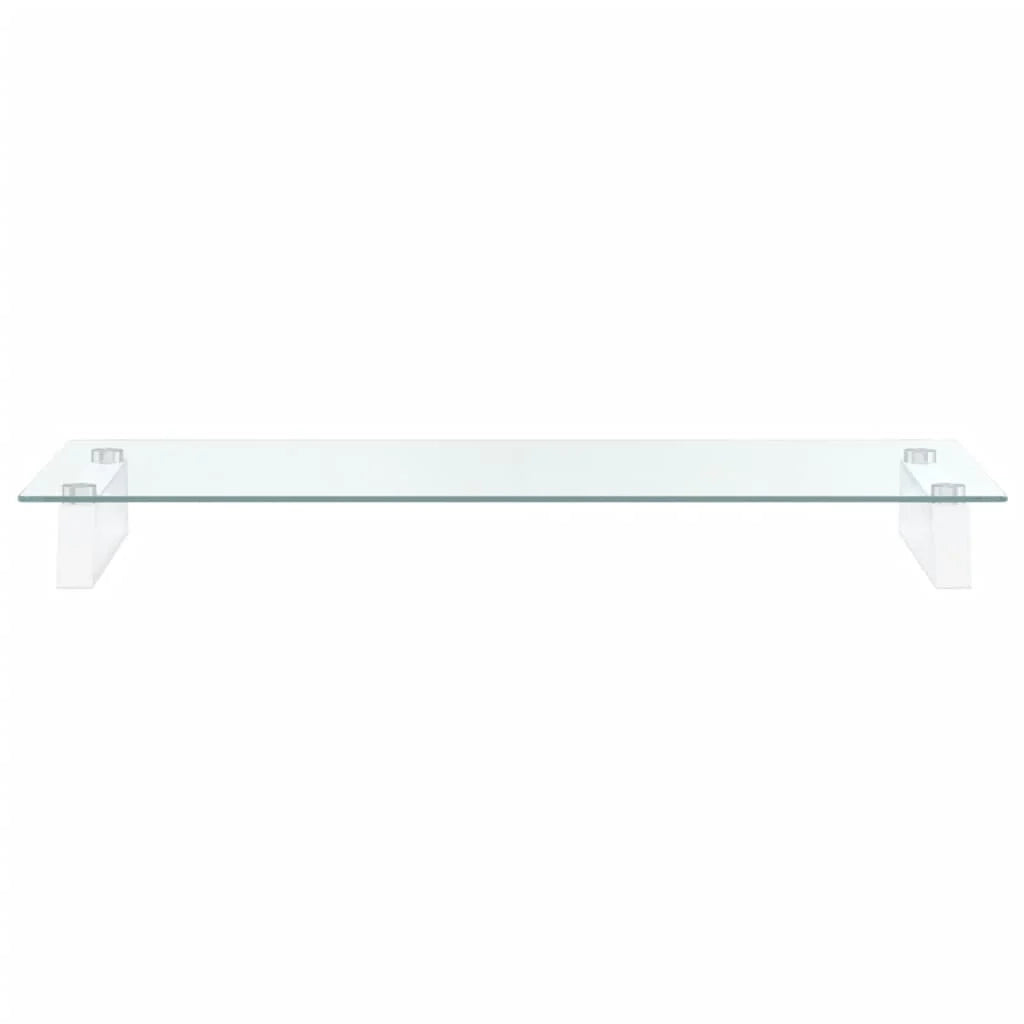 Supporto per monitor mobile da scrivania 80 x 35 x 8 cm vetro temperato e metallo bianco 02_0044903