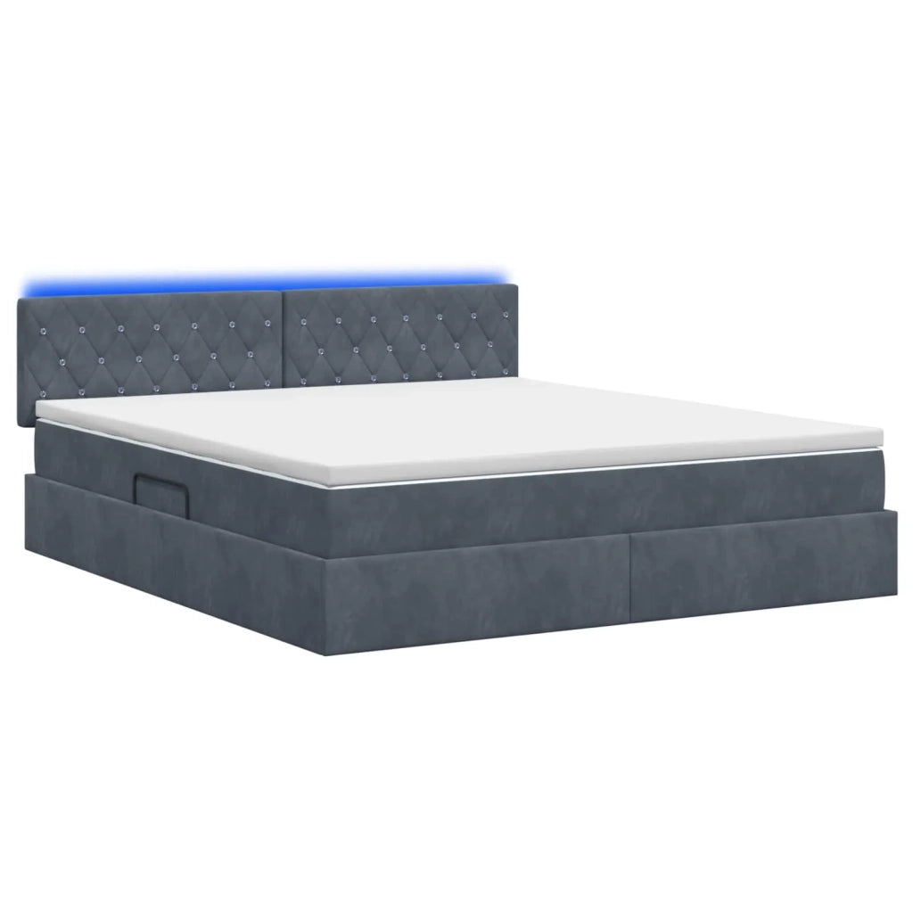 Letto con contenitore LED e materasso Grigio Scuro 140 x 200 cm 3459193