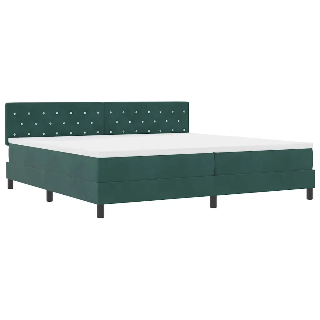 Letto a Sorgente LED con led Verde Scuro 200 x 200 cm Velluto 3342611