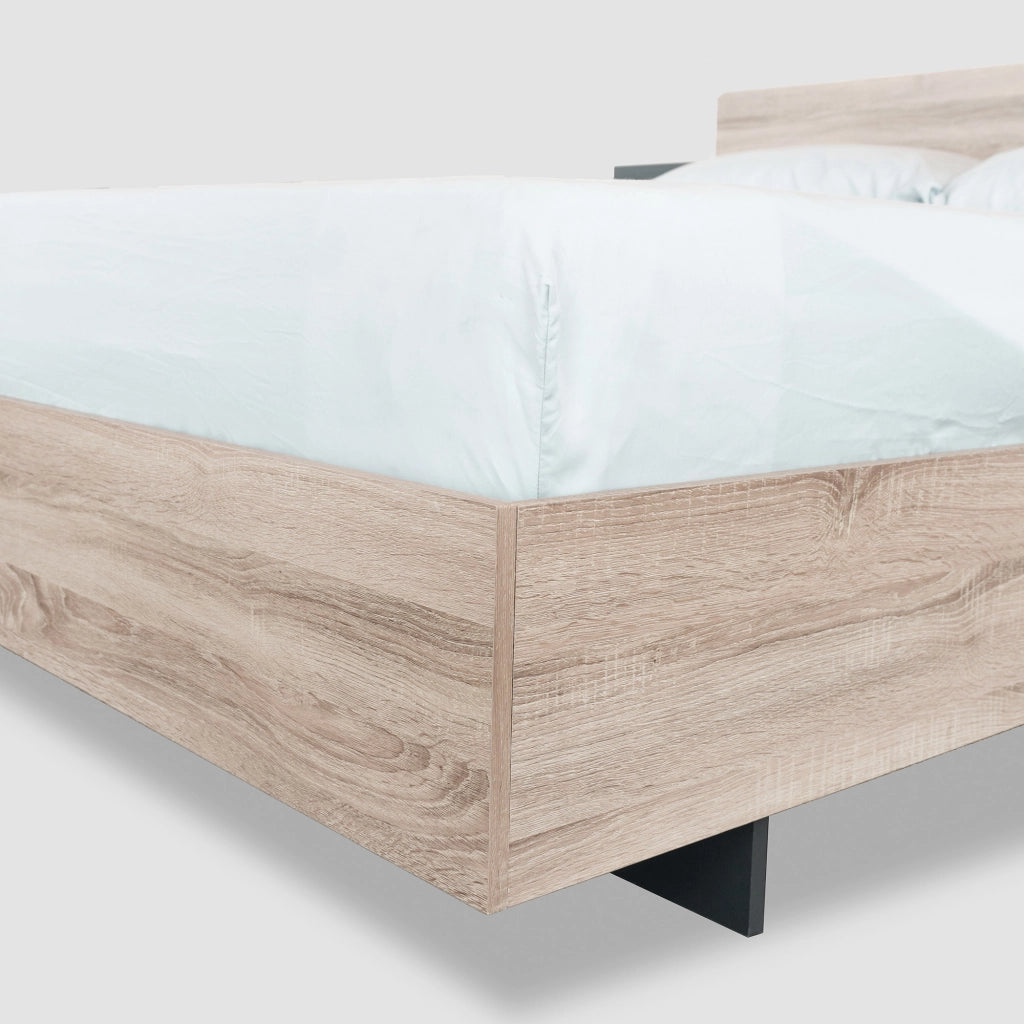 Letto con Cassetti 140×200 cm; Letto Matrimoniale con 4 Cassetti; USB e Tipo C; senza Materasso; Lino; Beige