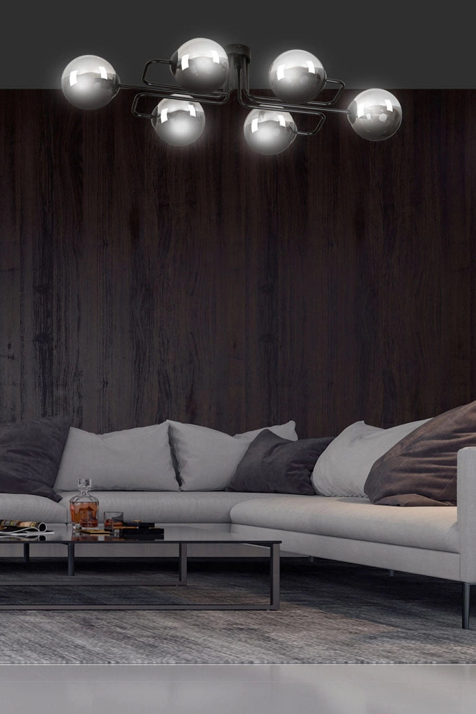 Lampadario Emibig Brendi 6 luci E14 nero grafite metallo