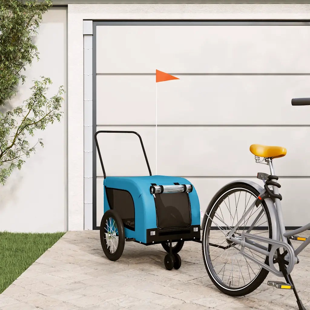 Rimorchio da Bici per Animali Blu e Nero Oxford e Ferro CFW7059501
