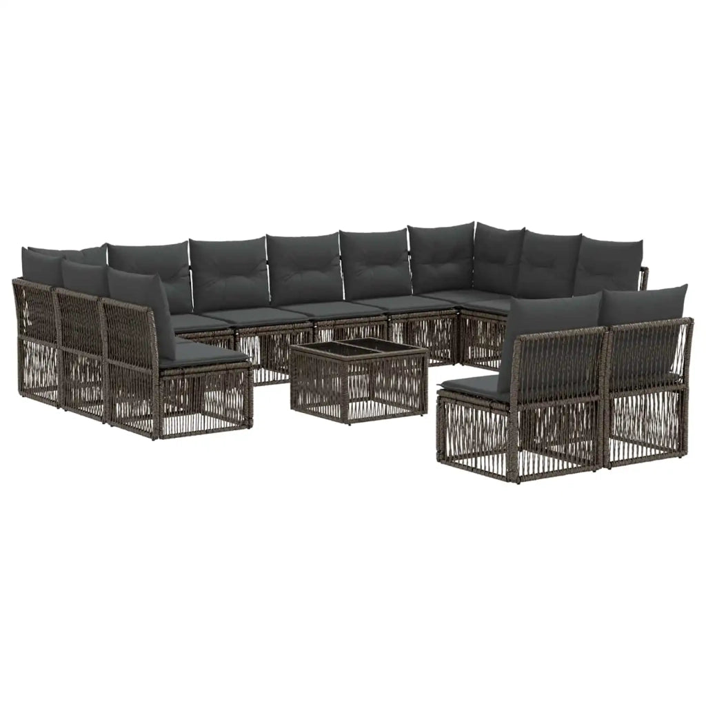 Set Divano da Giardino 13 pcs Grigio polyrattan
