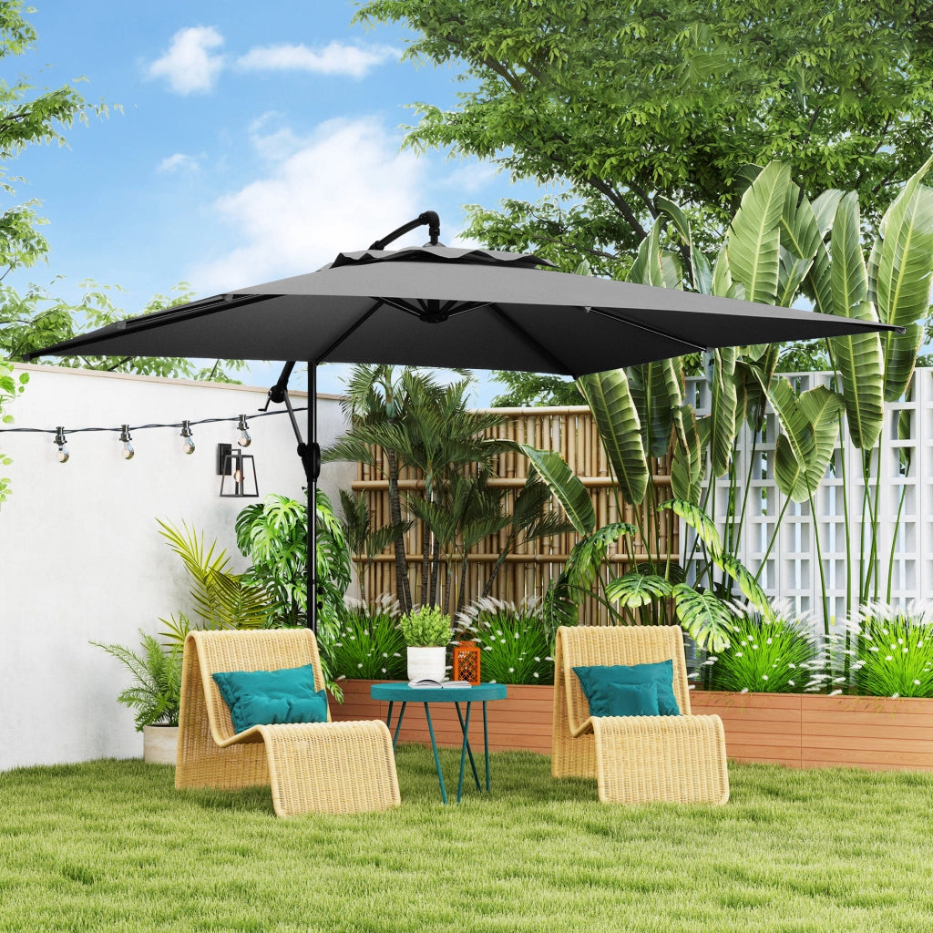 Parasole quadrato inclinabile 3x3 m ¨C zephmum ¨C grigio scuro