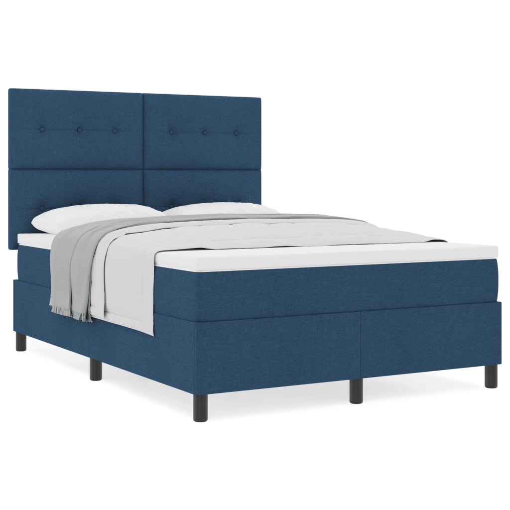 Letto Box Spring con Materasso Blu 140x190 cm Tessuto