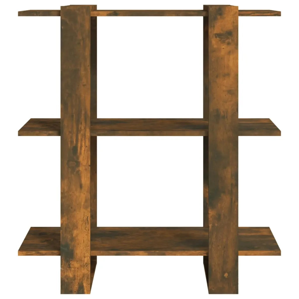 Libreria Divisorio-Scaffale per Libri-Mobile di Stoccaggio Rovere Fumo 80x30x87 cm