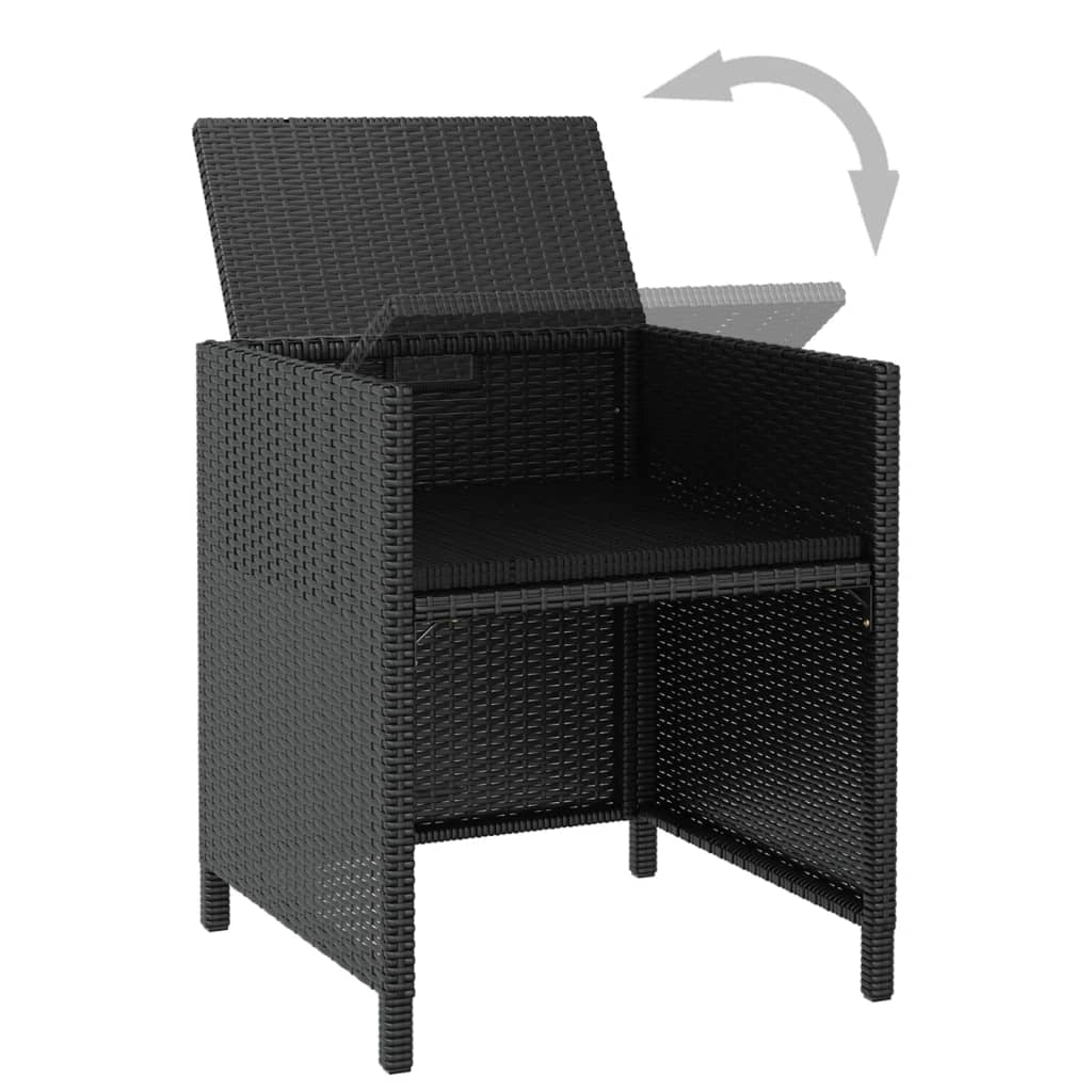 Set di mobili da giardino mobili da esterno set di mobili impilabili da 5 pezzi in rattan e legno di acacia nera 02_0018330