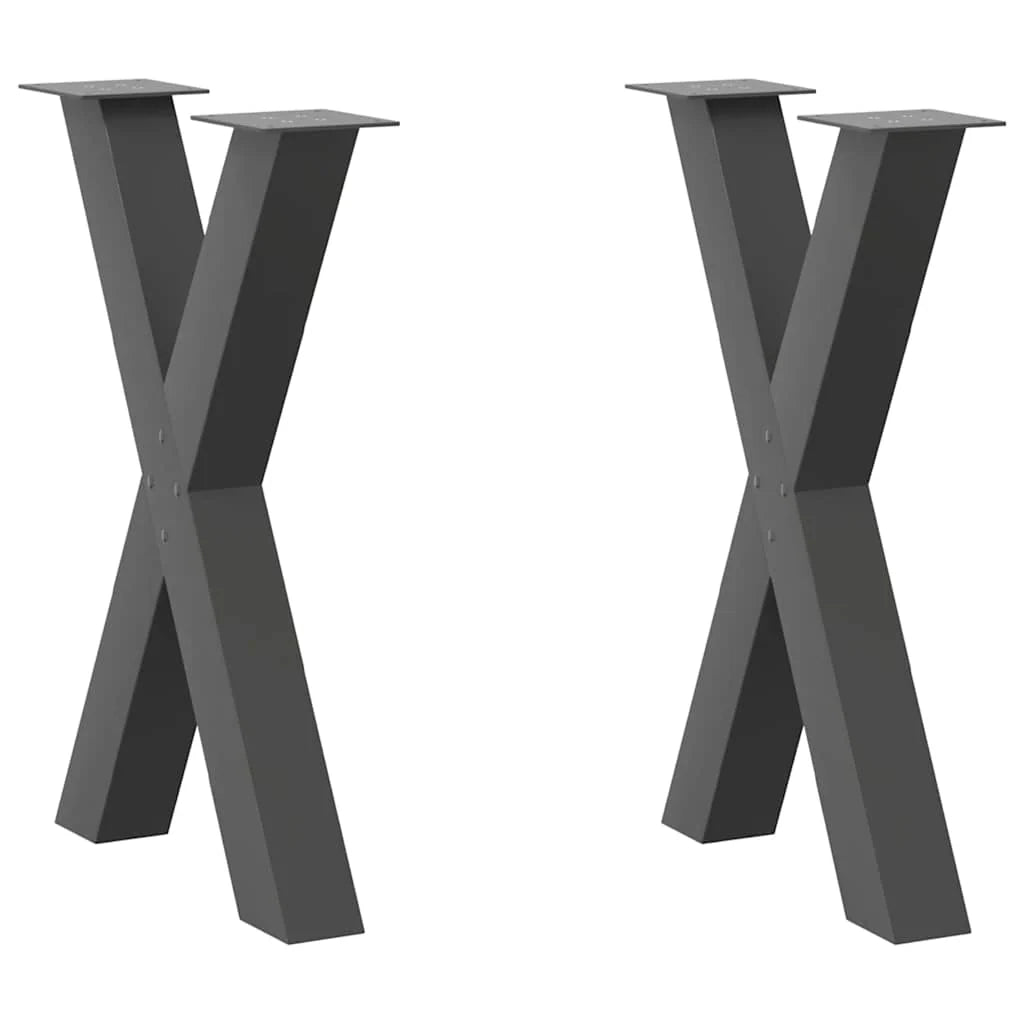 Set di 2 gambe per tavolo da pranzo moderne e robuste a forma di X 60 x 72-73 cm in acciaio antracite 02_0057246