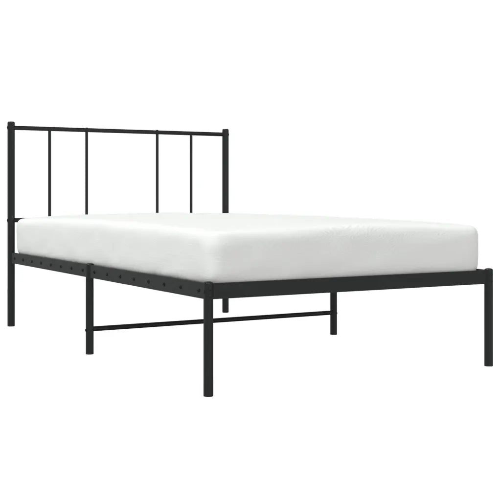 Letto singolo | Letto per adulti | Giroletto con Testiera in Metallo Nero 90x200 cm