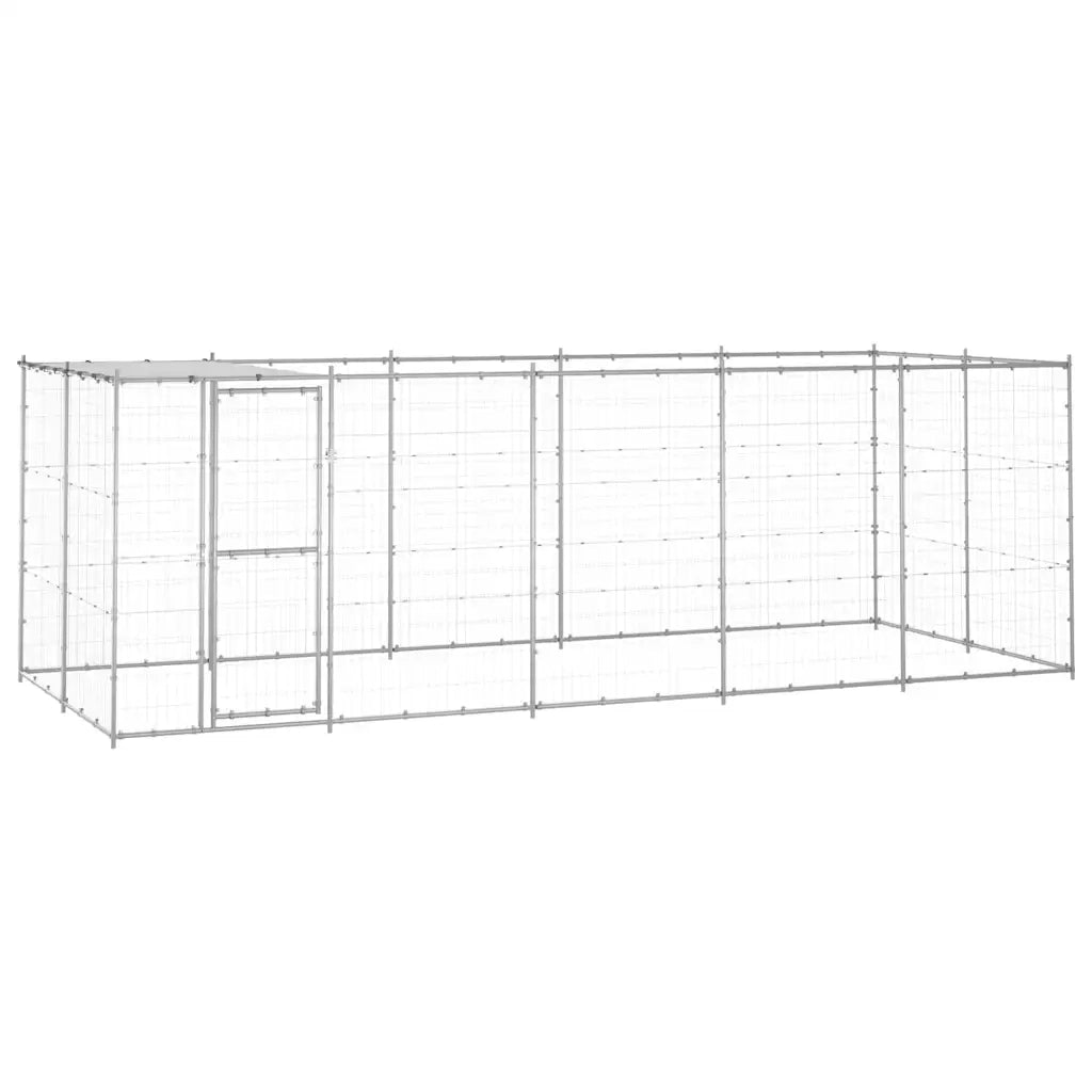Gabbia per Cani da Esterno in Acciaio Zincato con Tetto 12,1 mÂ² cod mxl 55161